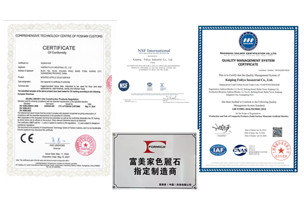 Eco-friendly artificial stone Certificate