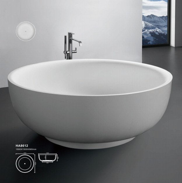 circular soid surface bathtub white Deep soaking acrylic stone