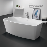 rectangle Compact acrylic stone bathtubs for apartments solid surface