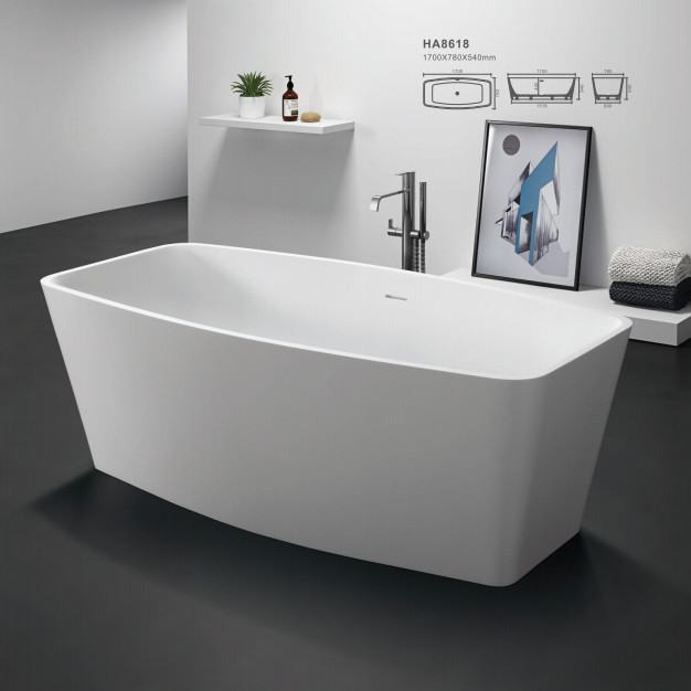 rectangle Compact acrylic stone bathtubs for apartments solid surface