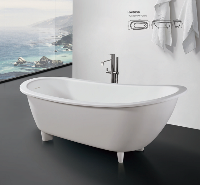 Easy-to-clean acrylic stone bathtubs white solid surface tub