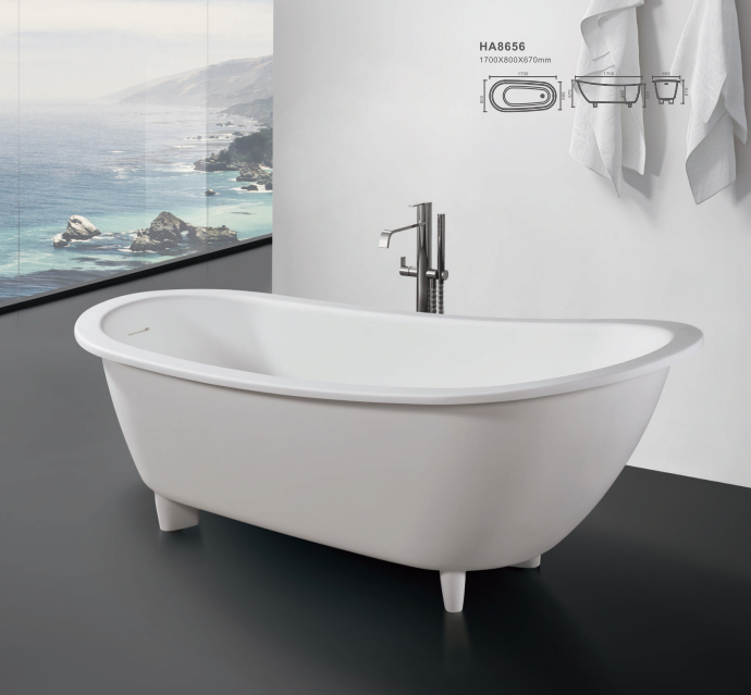 Easy-to-clean acrylic stone bathtubs white solid surface tub