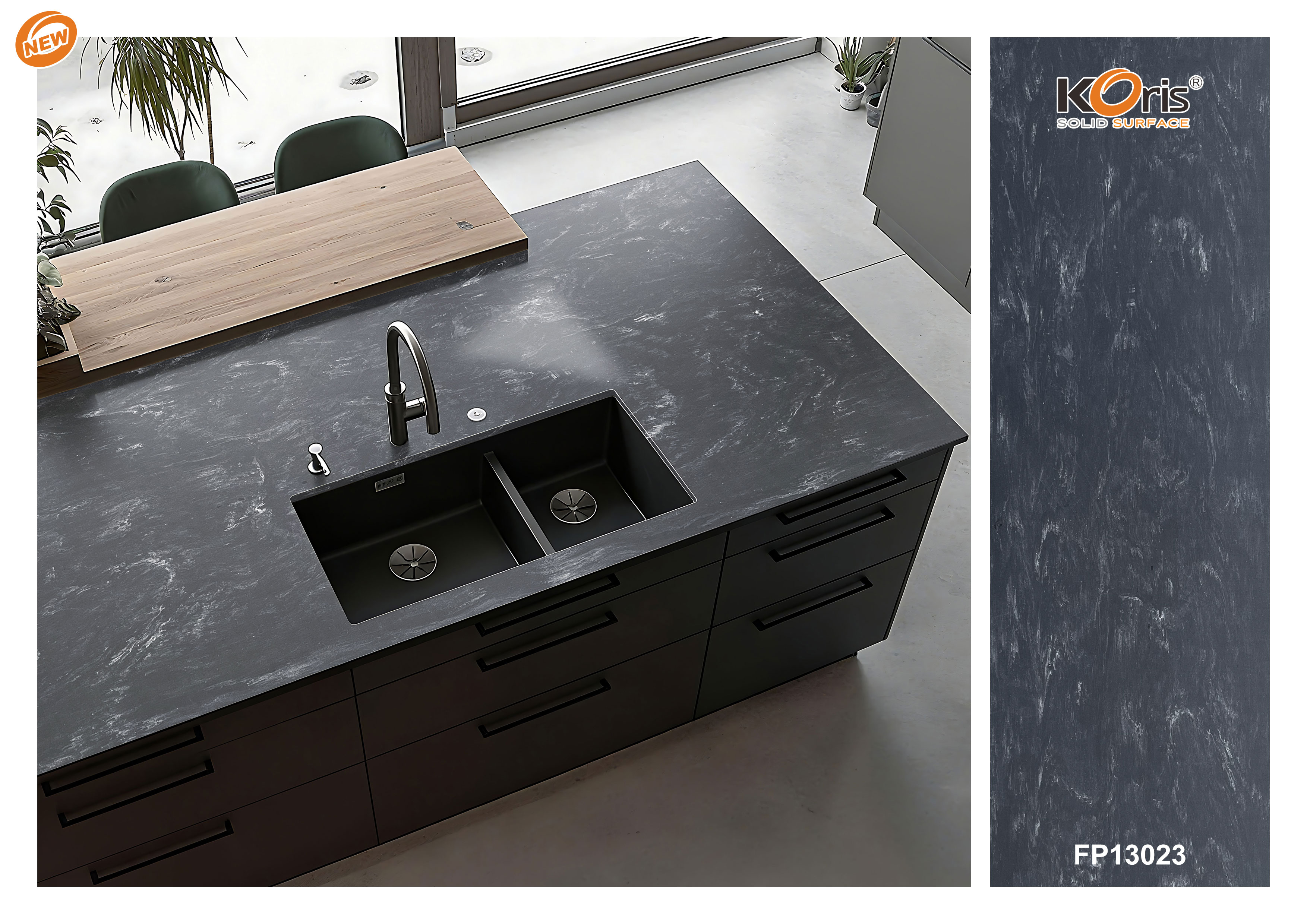 Solid surface sheet for kitchen countertops dining table