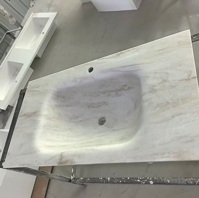 New Color Marble Pattern 100% Acrylic Integrated Sink Acrylic Solid Surface Sheets for Commercial Space