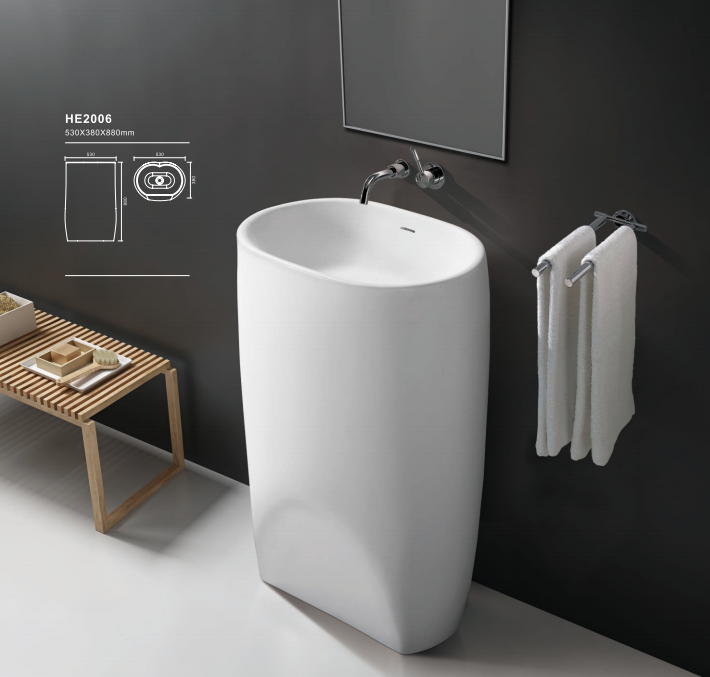 Custom design Acrylic Solid Surface Pedestal Sink