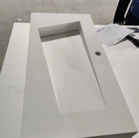 Design Pure White Acrylic Solid Surface for Commercial Space Wall Hung Hand Wash Basins 