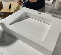 Koris Acrylic Solid Surface Integrated Acrylic Wash Basin with Vanity Top Wall mount sink